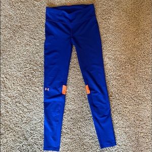 Under Armor Running leggings, blue and orange and size is small (Women)